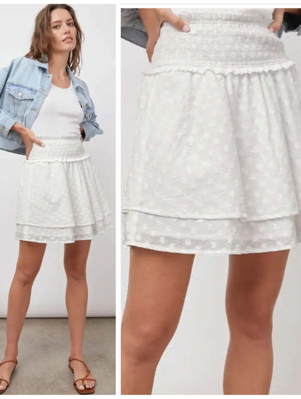 NWT Rails Addison Smocked Miniskirt Tiered Eyelet Coastal Caligirl Women's Small